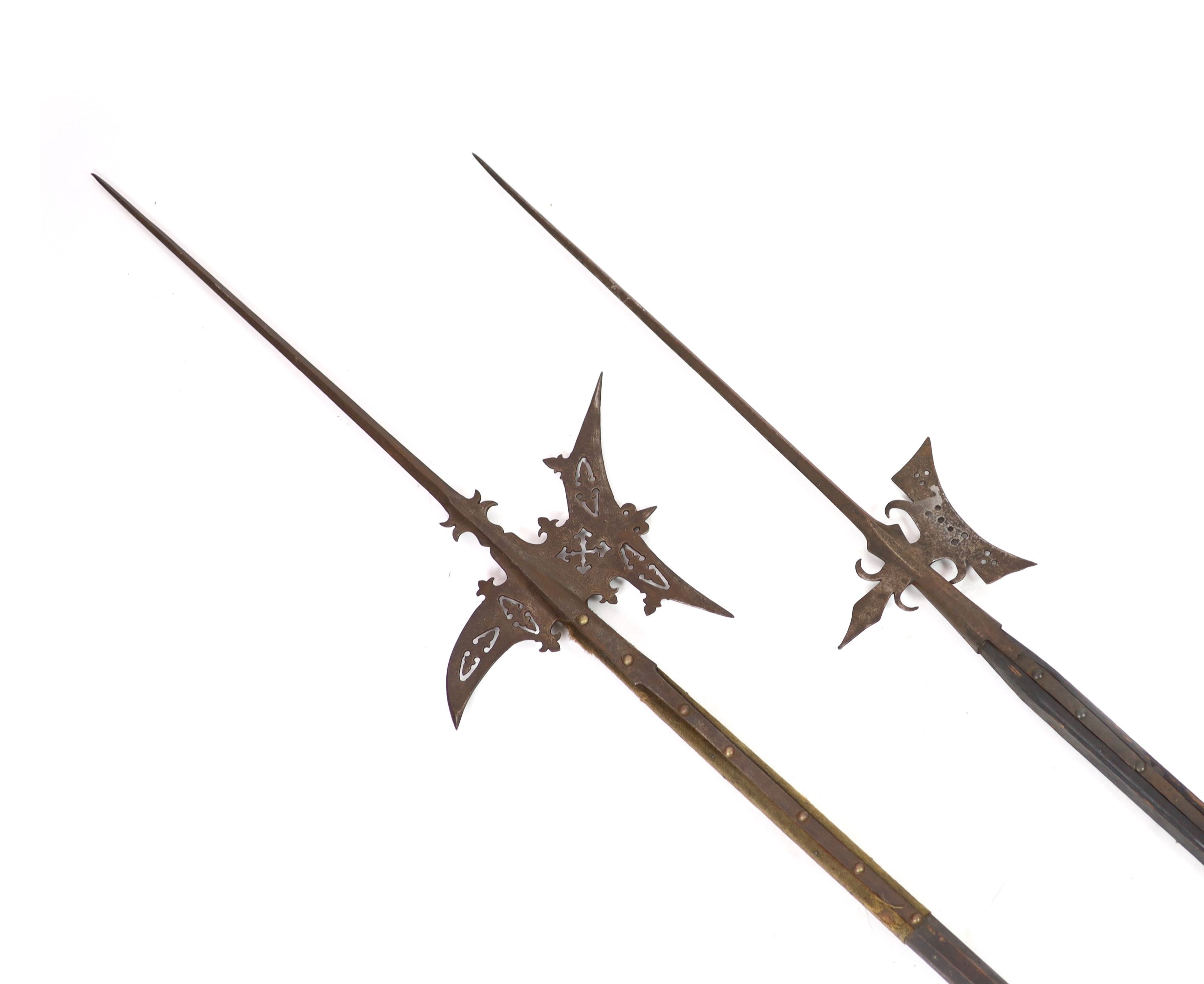 Two 18th century German halberds, length 268cm